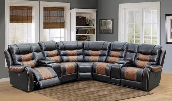 FD7801 Motion Sectional Sofa in Espresso & Brown Leather by FDF [FDSS-FD7801]