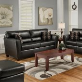 Black Faux Leather Modern Casual Sofa & Loveseat Set w/Options