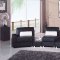 Black Leather Modern 5Pc Sectional Sofa W/Glass Top End Tables