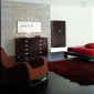 Dark Brown Modern 5PC Bedroom Set w/Brown Leather Bed