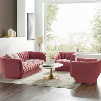 Entertain Sofa in Dusty Rose Velvet Fabric by Modway w/Options [MWS-3351 Entertain Dusty Rose]