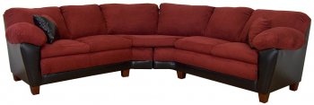 Burgundy Fabric & Black Bicast Modern Sectional Sofa [PMSS-146-Burgundy]