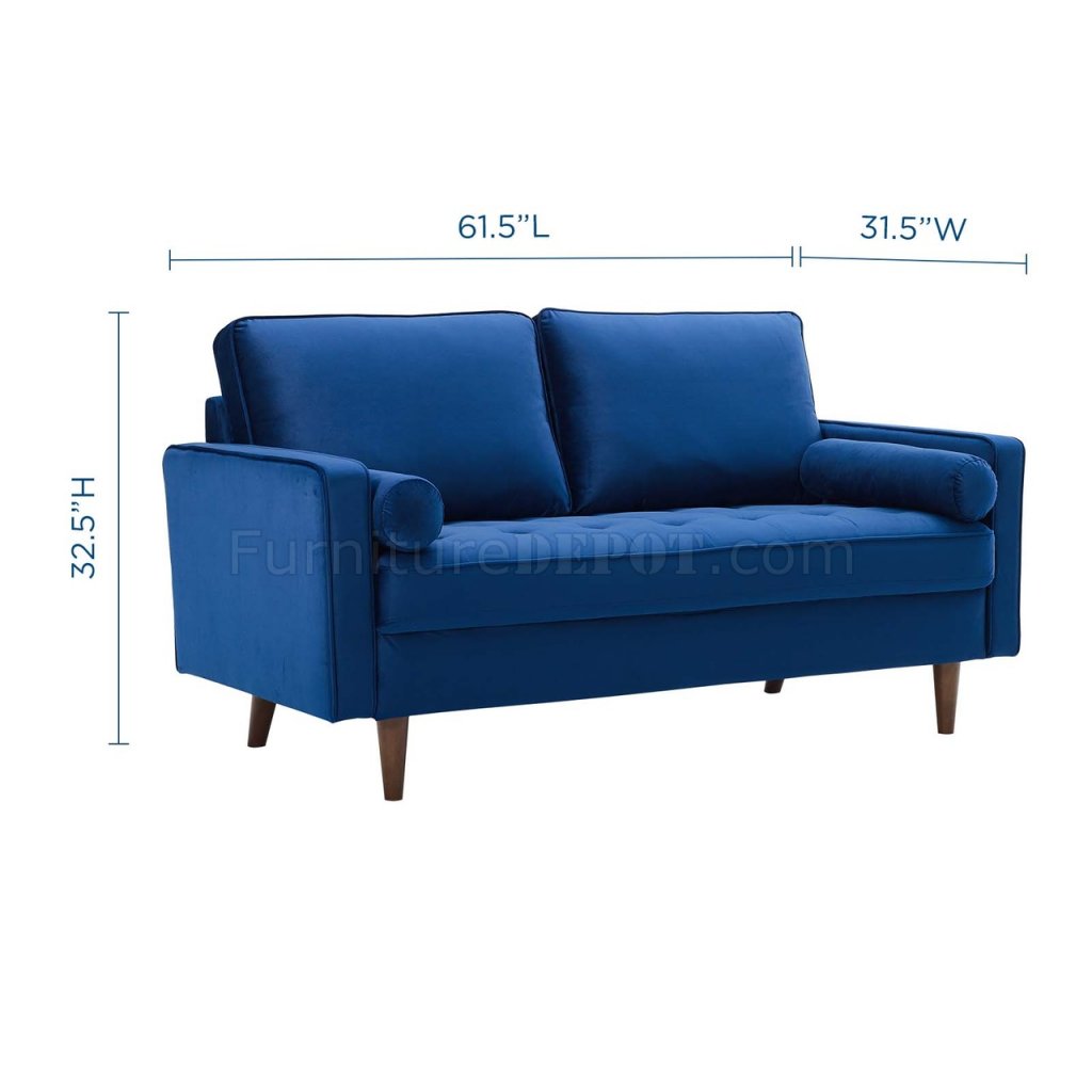 Valour Sofa in Navy Velvet Fabric by Modway w/Options