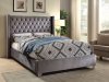 Aiden Bed in Grey Velvet Fabric by Meridian w/Options