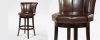 Brown Bycast Leather Set of 2 Modern Crown Swivel Barstools