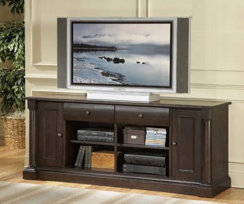 Mocha Finish Classic TV Stand w/Two Drawers & Open Shelves [HETV-13760]