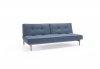 Splitback Sofa Bed Blue w/Wood Legs by Innovation w/Option