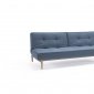 Splitback Sofa Bed Blue w/Wood Legs by Innovation w/Option