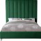 Via Upholstered Bed in Green Velvet Fabric by Meridian