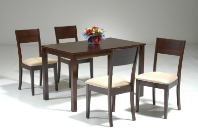 Dark Walnut Finish Modern Dining Table w/Optional Side Chairs