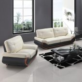 Black & White Bonded Leather Modern Sofa w/Metal Legs & Options