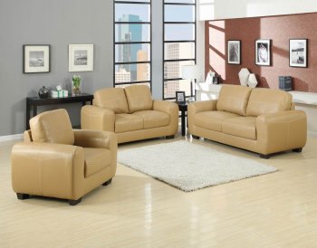 Camel Bonded Leather Modern Sofa & Loveseat Set w/Options [WDS-10008-CM]