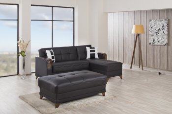 Almira Sectional Sofa in Black Leatherette by Casamode [CMSS-Almira Zen Black]