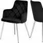 Salvatore Dining Chair 758 Set of 2 Black Velvet Fabric Meridian