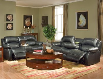 Black Bonded Leather Contemporary Reclining Livng Room Sofa [HLS-U700]