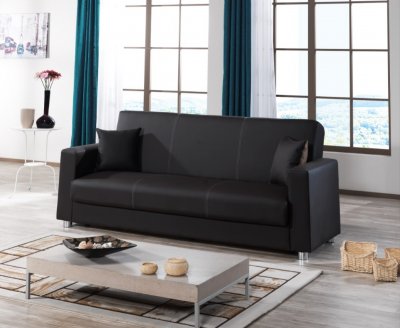 Tempo Sofa Bed in Brown Leatherette by Casamode