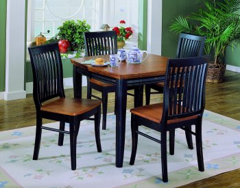 Black & Cherry Finish Modern 5Pc Dinette w/Wood Seats [HEDS-764-Liz]