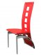 Set of 4 Red Bicast Contemporary Dining Chairs w/Chrome Legs