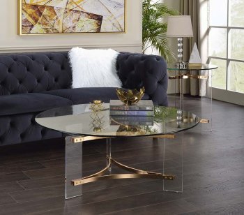 Sosi Coffee Table 3Pc Set LV01083 in Gold by Acme w/Glass Top [AMCT-LV01083 Sosi]