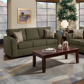 Olive Suede Microfiber Sofa & Loveseat Set w/Optional Items