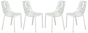 Devon Set of 4 Indoor/Outdoor Chairs DC23W in White - LeisureMod [LMDC-DC23W-Devon White]