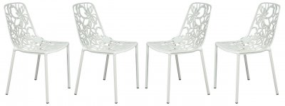 Devon Set of 4 Indoor/Outdoor Chairs DC23W in White - LeisureMod