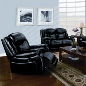 Black Bonded Leather Modern Moreno Motion Sofa Set w/Options