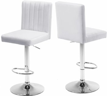 Joel Bar Stool 710 Set of 4 White Velvet Fabric by Meridian [MRBA-710 Joel White]