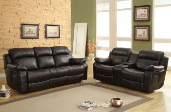 Marille Motion Sofa 9724BLK in Black by Homelegance w/Options [HES-9724BLK Marille]