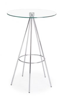 Contemporary Bar Table with Round Glass Top & Steel Frame [ZBT-Cosmo]