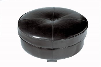 Black Color Round Shape Leather Ottoman [WIO-3063]