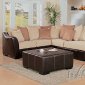 Beige Microfiber Two-Tone Sectional Sofa w/Brown Bycast Base