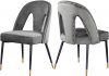 Akoya Dining Chair 794 Set of 2 Grey Velvet Fabric by Meridian