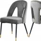 Akoya Dining Chair 794 Set of 2 Grey Velvet Fabric by Meridian