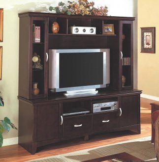 Rich Cappuccino Finish Contemporary Entertainment Wall Unit