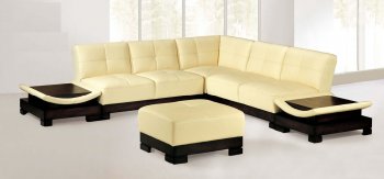 Light Beige Modern Leather Sectional Sofa W/Built-in Side Tables [EFSS-269]