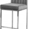 Giselle Counter Stool 782 Set of 2 Grey Velvet Fabric -Meridian