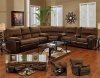 Cocoa Fabric & Dark Brown Vinyl Modern Sectional Sofa w/Options