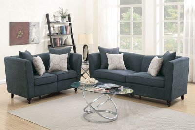 F6897 Sofa & Loveseat Set in Slate Fabric by Poundex