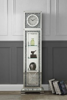 Noralie Grandfather Clock AC00354 in Mirror w/LED by Acme [AMGC-AC00354 Noralie]