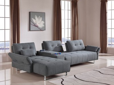 Testro Sectional Sofa 1761 in Grey Fabric by VIG