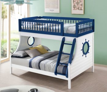 Farah Bunk Bed BD00493 in White & Navy by Acme [AMKB-BD00493 Farah]