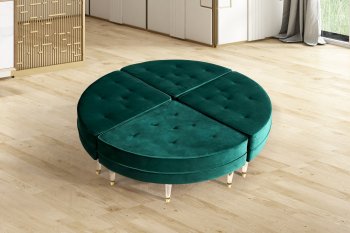 QUARTERS Coffee Table - Set of 2 Quarters - Emerald Green Velvet [KCCT-Quarters Emerald Green]