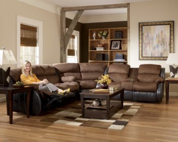 Espresso Fabric Contemporary Sectional w/Faux Leather Base [JTSS-31500]