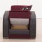 Burgundy Fabric & Black Vinyl Two-Tone Modern Sofa Bed w/Options