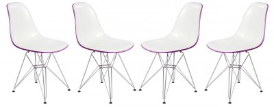 Cresco Set of 4 Dining Chairs CR19WPR -White&Purple - LeisureMod