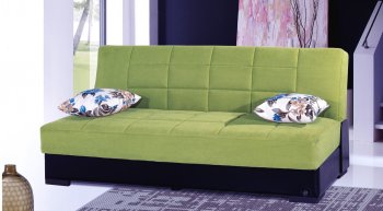 Planet Sofa Bed Convertible in Green Microfiber by Rain [RNSB-Planet Green]