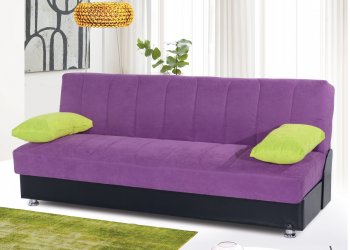 Leon Sofa Bed Convertible in Purple Microfiber by Rain [RNSB-Leon Purple]