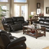 Black Bonded Leather Sofa & Loveseat Set w/Recliner Seats