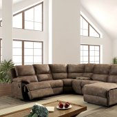 Amara Motion Sectional CM6589 in Brown Fabric-Like Leatherette